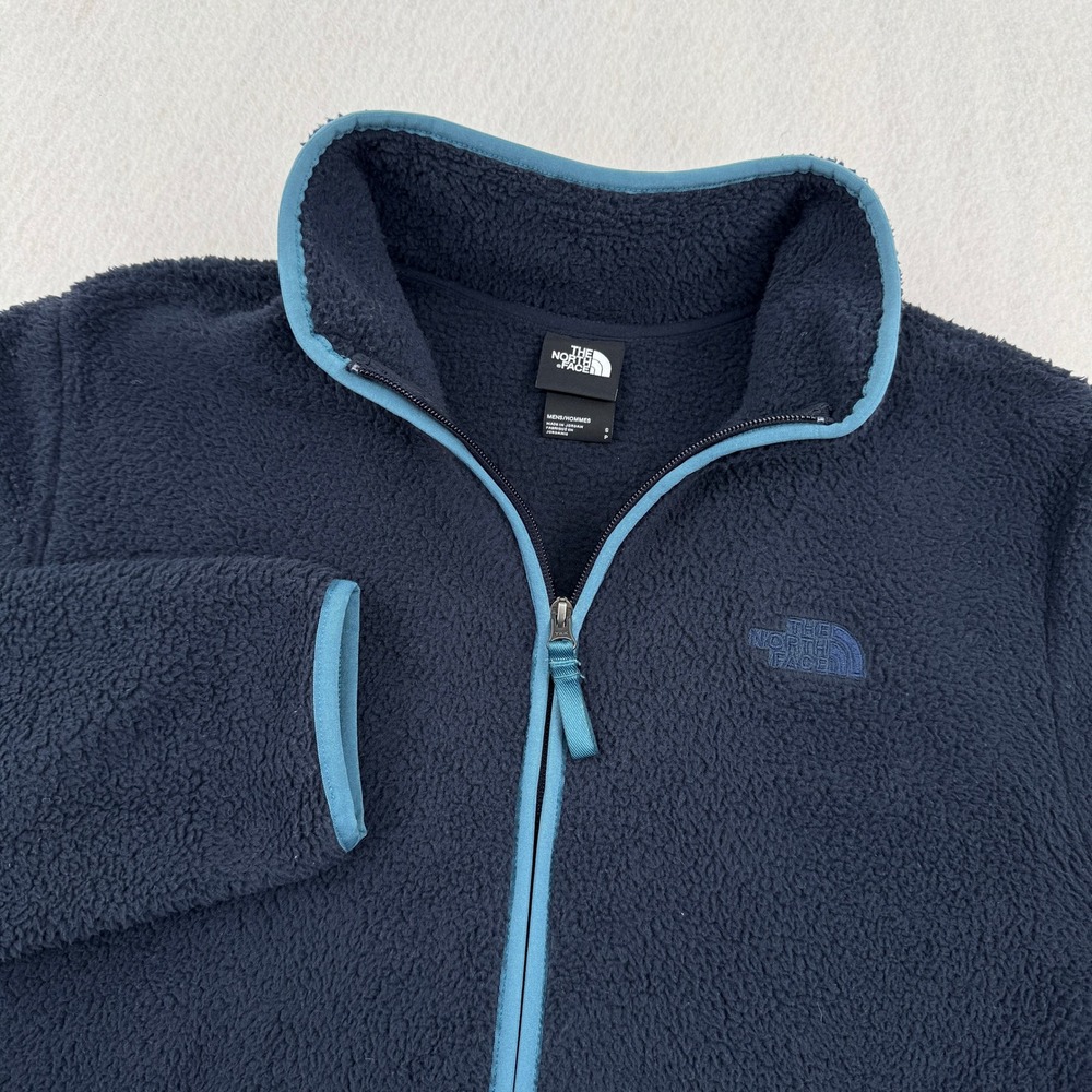 The North Face Mens S Navy Blue Sherpa Fleece Full Zip Jacket Outdoors Gorpcore